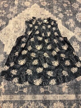 Joie Black and Cream Floral Sleeveless Tunic